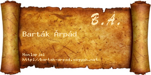 Barták Árpád névjegykártya